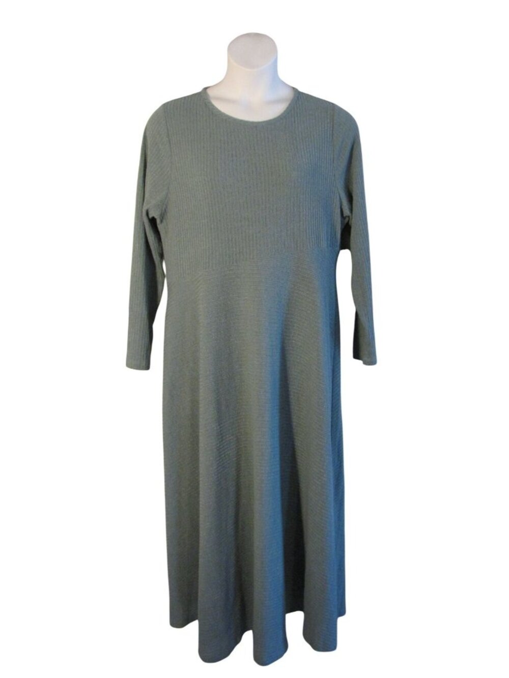 Soft Surroundings 1X Sage Green Ribbed Long Dress